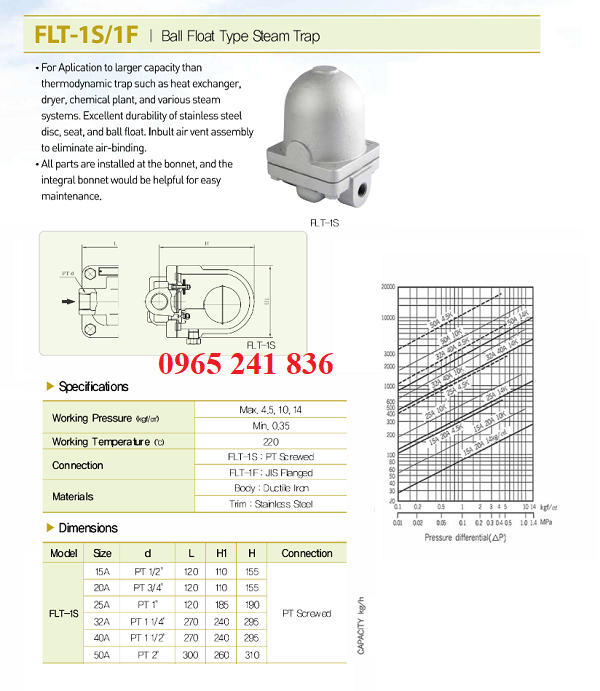 Catalogue bẫy hơi phao ren YNV Hàn Quốc.