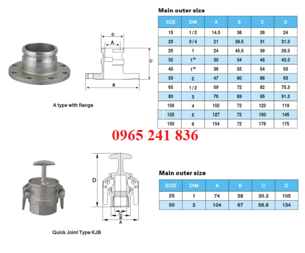 Catalogue khớp nối nhanh inox b&iacute;ch A, Kjb.