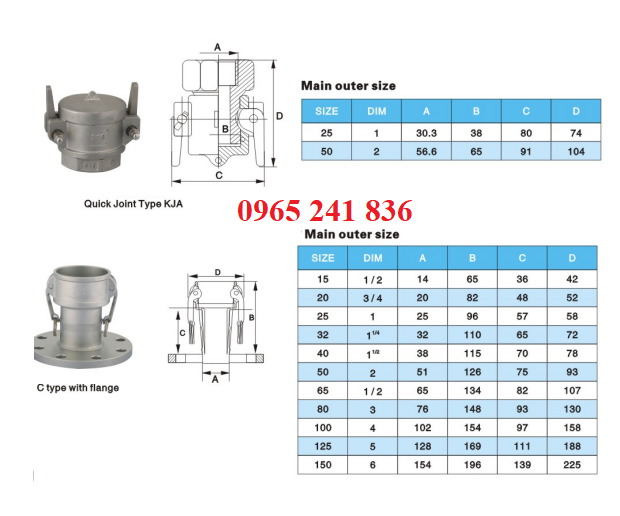 Catalogue khớp nối nhanh inox Kja, b&iacute;ch C.