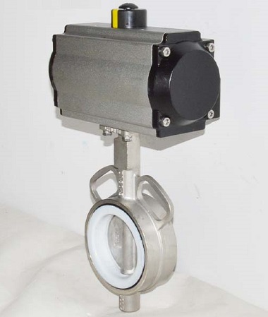 van bướm inox điều khiển kh&iacute; n&eacute;n t&aacute;c động k&eacute;p