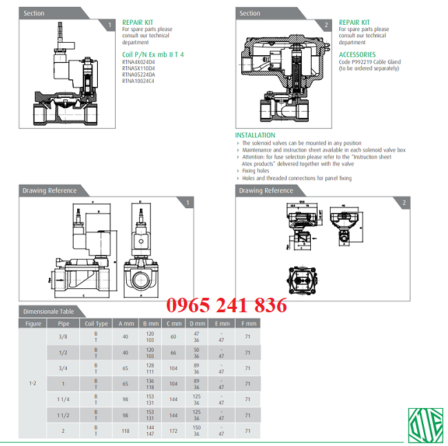 catalogue van điện từ chống cháy nổ ODE Italia