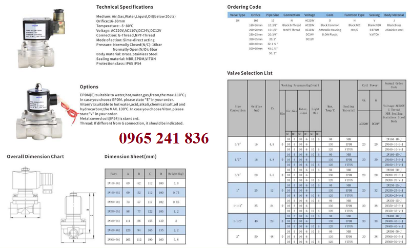 catalogue van điện từ inox