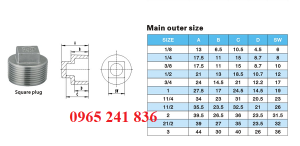 catalogue nắp bịt ren ngoài inox
