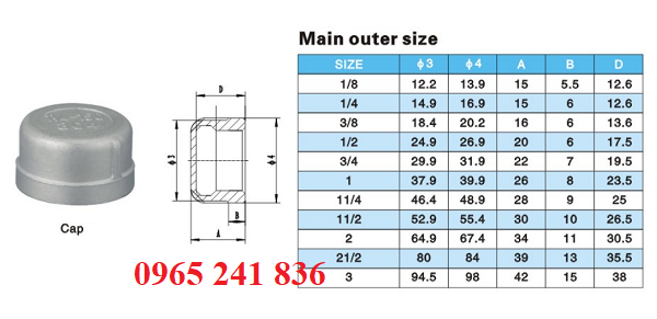 catalogue nắp bịt ren trong inox