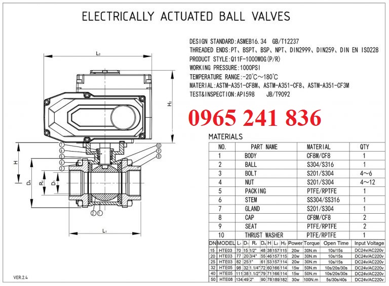 catalogue van bi inox điều khiển điện