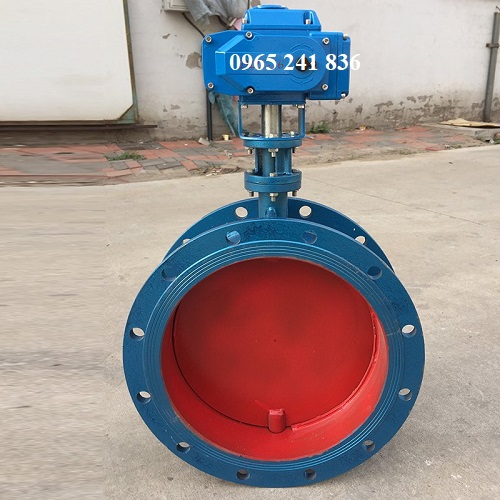 Van bướm gang cổ d&agrave;i điều khiển điện