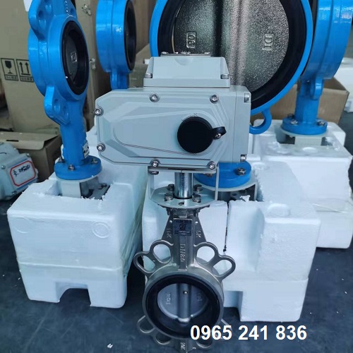 Van bướm inox cổ d&agrave;i điều khiển điện