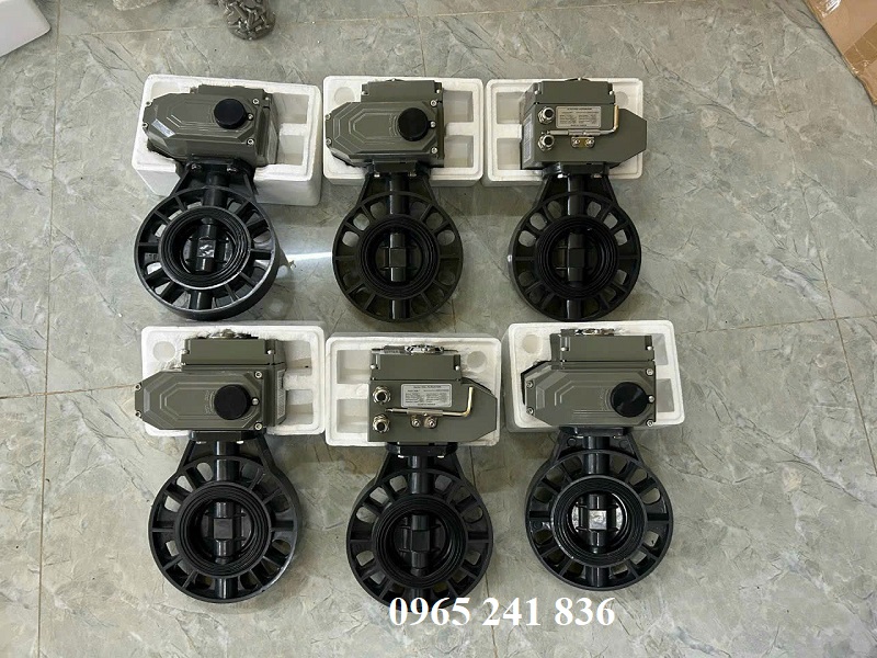 Van bướm nhựa UPVC, PVC, CPVC, PPH điều khiển điện giá rẻ.