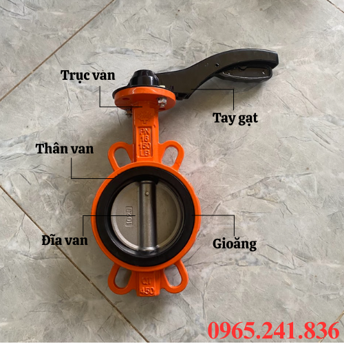 Cấu tạo van bướm gang tay gạt KSPM