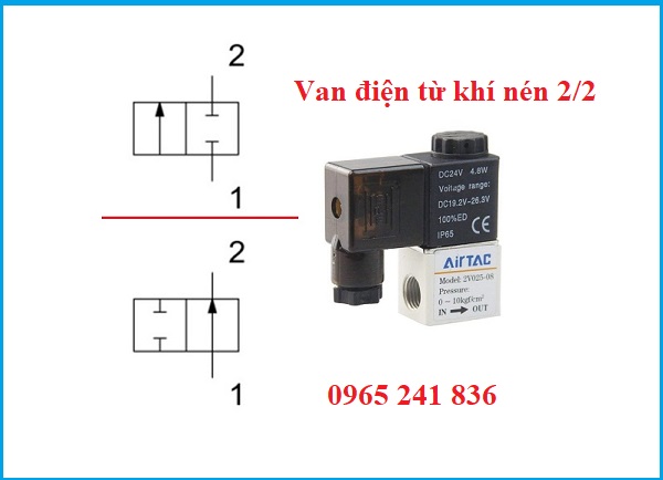 Van điện từ khí nén 2/2, 2 cửa 2 vị trí.