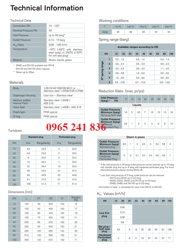 Catalogue van giảm &aacute;p hơi n&oacute;ng Bvalve T&acirc;y Ban Nha.