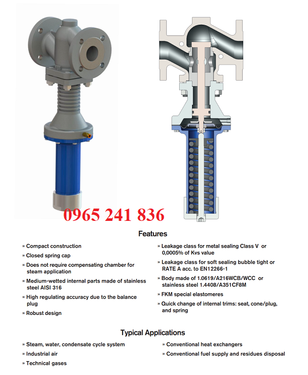 Cấu tạo van giảm &aacute;p hơi n&oacute;ng Bvalve T&acirc;y Ban Nha.